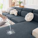 hyha Waterproof Couch Cushion Covers, Waterproof Sectional Couch Covers for 3 Cushion Sofa for Pets, Stretch Sofa Slipcover Washable with Elastic Bottom(Large, Dark Grey)