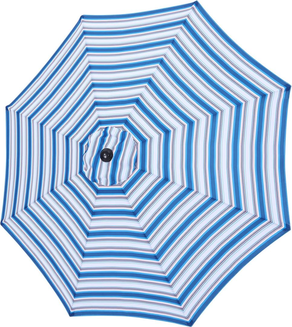 MASTERCANOPY Patio Umbrella 9ft Replacement Canopy for 8 Ribs-Navy Blue Stripe Canopy Only