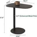 Metal C Shaped Side Table, Modern C Shaped End Table for Sofa/Bed, Small Iron Couch Tables that Slide Under, Slim Coffee Snack Tv Trays for Bedroom Living Room Bathroom (27.6" H, Black), 13.8" x 19.7" x 24.8"