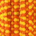 5 Pcs- 5 Feet Long Marigold Garland Bulk Indian/American Wedding Party Mantel Decoration Decorations for Altar Faux Flower Garlands Diwali, Spring Bush Floral Party (Orange and Yellow)
