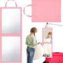 Foldable Portable Full Length Mirror with Handle for Dance Backstage Camping Travel Hanging Folding Makeup Body Mirror for Dancers Artists Aestheticians Home Spa(Pink,33.5" X 13.4")