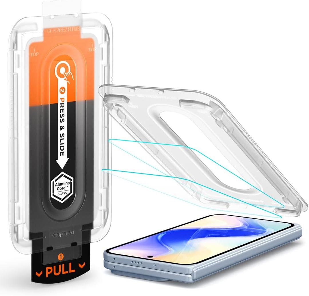 Spigen AluminaCore Tempered Glass Screen Protector [Glas.tR EZ Fit Pro] designed for Pixel 10 Pro Fold [2 Pack] 9H+ Hardness, Aluminum-Enhanced Durability and Impact Resistance