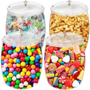 4 Piece Candy Jars with Lids, 90oz Plastic Candy Jars Bulk Acrylic Cookie Jars Airtight Buffet Containers, Wide Mouth Stury Candy Jar for Candy Buffet Office Desk Home Table