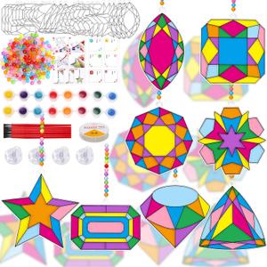 WorldBazaar Diamond Suncatchers Crafts for Kids - 24 Sets DIY Painting Art Kit Window Decor Classroom Birthday Party Supplies for Home Wedding School, Diamond
