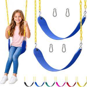 Jungle Gym Kingdom Swing for Outdoor Swing Set - Swing Seat Replacement Kit with Heavy Duty Chains - Backyard Swingset Playground Accessories for Kids - Blue, 2 Pack
