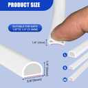 Weather Stripping Door Seal Self Adhesive Door Weather Strip Silicone D Shaped Seal Strip for Door Frame/Window Seal, 20Ft, White (3/8" W  1/4" T)