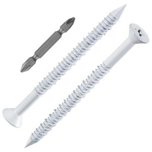 2 x WenSilon(30 PCS) 3/16" x3-1/4 White Concrete Screw Anchor White Flat Head for Anchoring to Masonry, Block or Brick Stucco