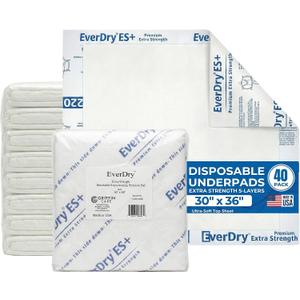 EverDry Repositioning Pads, 30" x 36", Super Absorbent Disposable Underpads, Extra Strength 5-Layer Design, Breathable & Odor Control, Incontinence Bed Pads for Adults & Elderly, 5 Count