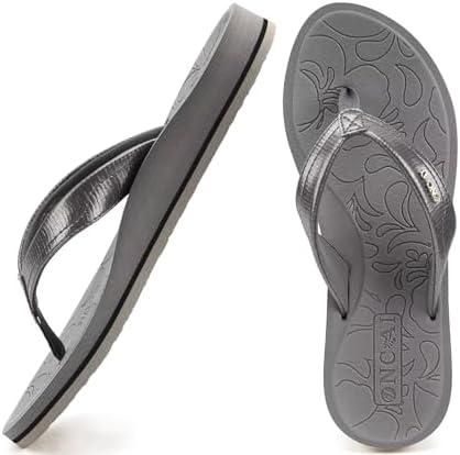 ONCAI Women's Flip Flops Comfortable Summer Beach Thong Sandals for Women with Cushion Walking Arch Support Yoga Mat Indoor Outdoor Soles, Size 11