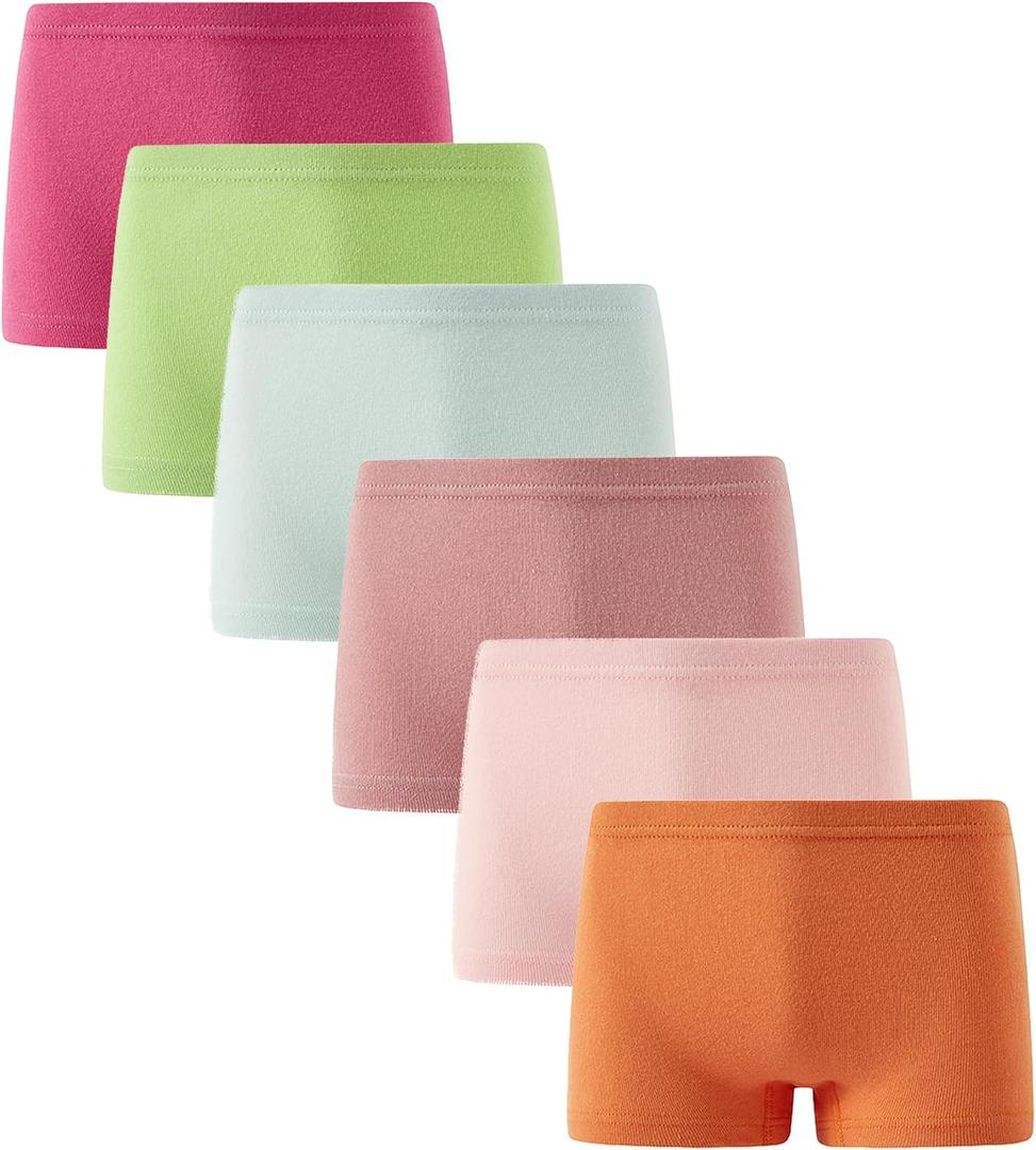 Boboking Girls'Soft Cotton Boyshort Underwear Little Kids Panties, 5, Green Pink Light Blue 