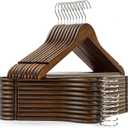 Amber Home 30-Pack Vintage Wooden Coat Hangers, Walnut Wood Suit Hangers with Non-Slip Pant Bar for Shirts, Jackets, Dresses, Pants - Retro