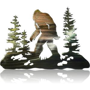 Sasquatch Wall Decor Bigfoot Statues for Yard 15.7 x 11 Sasquatch Statues Bigfoot Metal Wall Art Big Foot Gifts for Yard Hanging Garage Garden Decor Outdoor Indoor(Colorful)