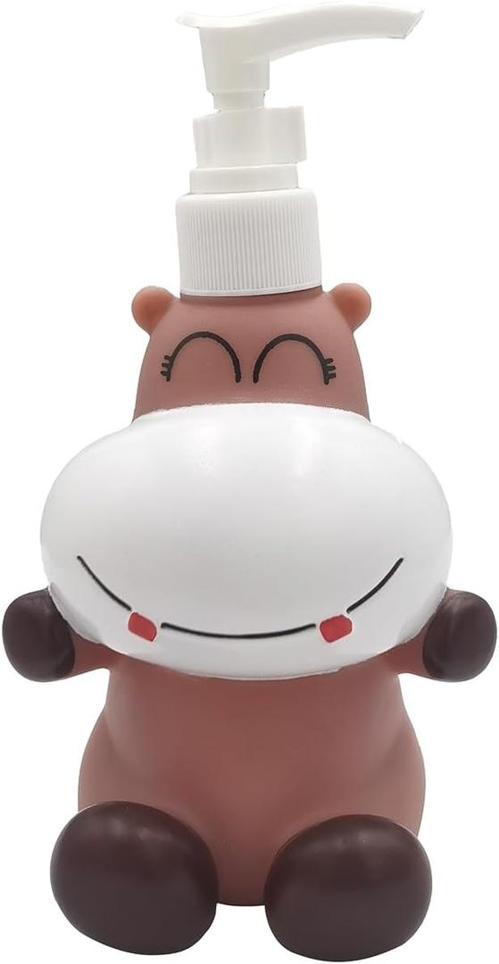 2 x Cute Cartoon Animal Hand Soap Pump Lotion, Hand Soap, Shampoo, Shower Gel Dispenser Bear, Soap Dispenser Dinosaur Shaped Liquid Bottles Kids Empty Press Type Shampoo Bottles (Brown Bear)