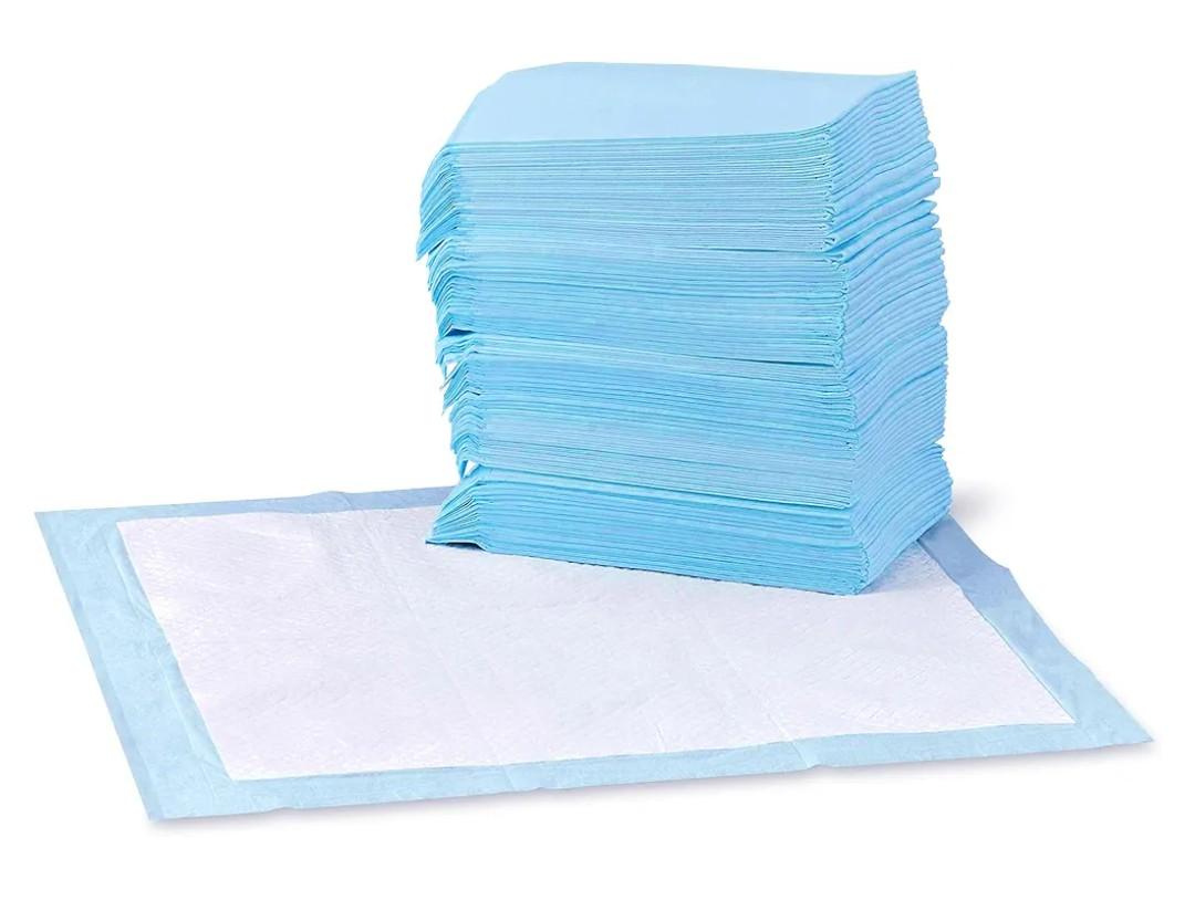 Amazon Basics Leak-Proof Dog and Puppy Potty Training Pee Pads with Quick-Dry 5-Layer Super Absorbent Design, Regular Size 22 x 22 inch, Blue & White, 100 Count
