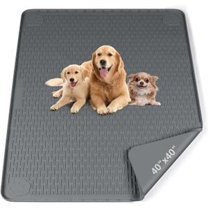 Pee Pads for Dogs, 40" x 40" Extra Large Reusable Silicone Mat, Washable Puppy Training Pads for Potty Training, Non-Slip, Leak-Proof, Indoor Floor Protection (Dark Grey)