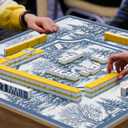 Blue and White Winter Christmas American Mahjong Mat, 31.5"x31.5"