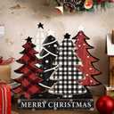 Pinkunn Christmas Tree Table Sign Wooden Christmas Tabletop Centerpiece Decor Rustic Decorative Farmhouse Xmas Table Decoration for Home Shelf Desk(Classic)