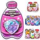 Valentines Day Gifts for Kids - 32 Pack Valentine's Cards with Heart Pop Keychains Bulk - Valentine Fidget Toy Gift for Kids School Classroom Class Exchange Boys Girls Party Favor