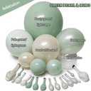 Dusty Green Balloon Arch Kit Double Stuffed,Pearl Light Sage Green White Sand Beige Balloon Garland with Clear Bobo for Bridal Birthday Wedding Baby Shower Graduation Party Decoration