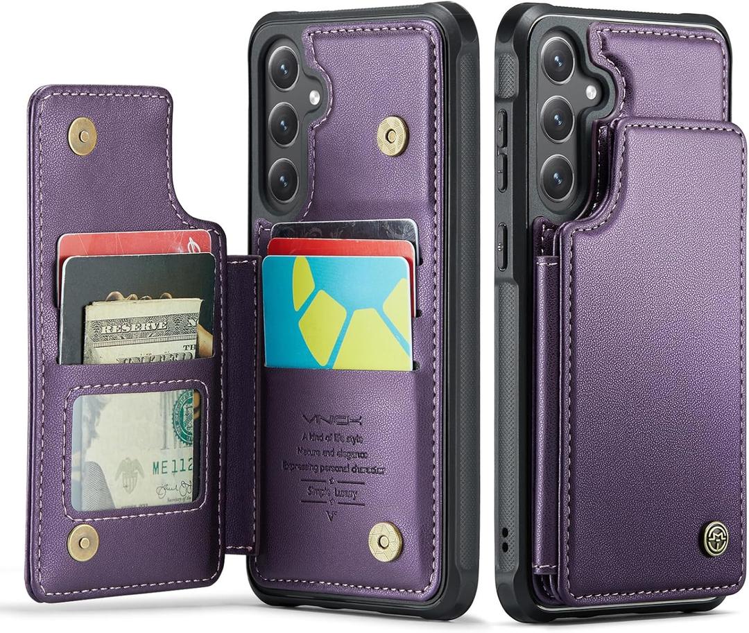 Vinich for Samsung Galaxy S24 Plus Wallet Case with Card Holder, RFID Blocking Credit Slots Kickstand Shockproof Phone Cover Fit for Galaxy S24 Plus 6.7" Purple