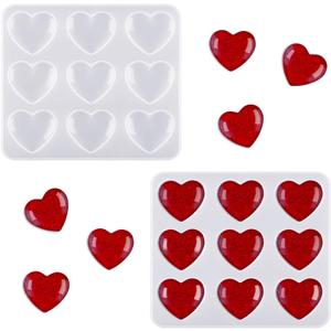 WILLBOND Valentine Heart Resin Mold, Heart Resin Silicone Molds for Valentine Gift, DIY Christmas Party Gifts, Xmas Craft Epoxy Molds Hearts Shaped Casting Jewelry Mold(1 Piece)
