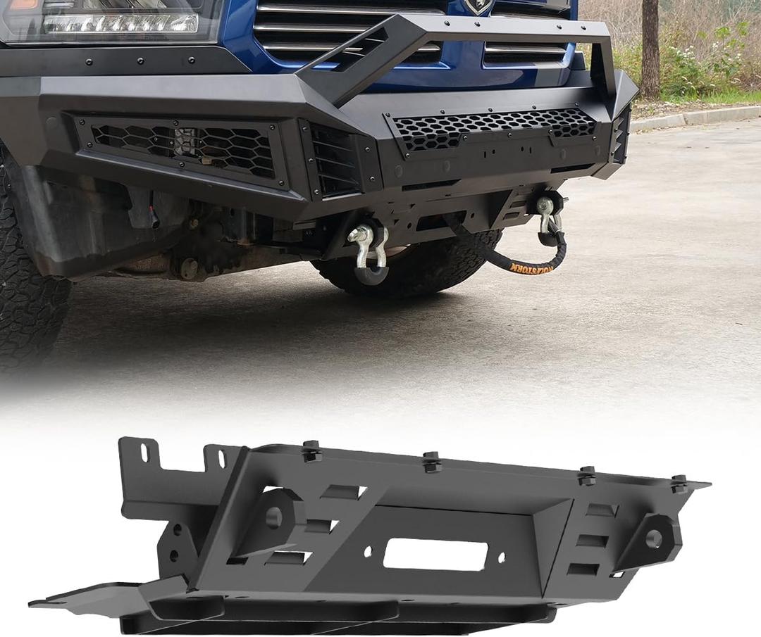 Front Bumper for 2013-2018 Dodge Ram 1500 Pickup Truck & 2019-2024 Ram 1500 Classic w/LED Pod Lights/Light Bar Bracket/Side Wings/Bull Bar/Skid Plate/Installable Winch 13-18/19-23(Main Body)