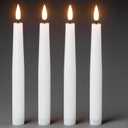 Flameless Taper Candles, Real Wax Flickering Taper Candles Battery Operated with 6H Timer, 4 Pcs White LED Flameless Candlesticks for Halloween Christmas Holiday Wedding Decor (Set of 4)