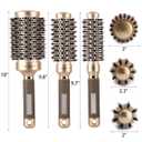 3 Pcs Boar Bristle Round Brush for Blow Drying, Nano Thermal Ceramic and Ionic Tech Hair Brush for Curling and Straightening - LargeMedium and Small Round Brushes