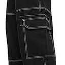 Denim Cargo Pants Y2k Baggy Jeans Gothic Punk Wide Leg Streetwear Oversized Relaxed Fit Jeans, Size M