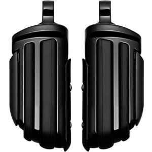 Motorcycle Mini Floorboards Foot Pegs Black - Compatible with Harley Touring Road King Street Glide Softail Dyna Sportster XL883 XL1200 - Wide Male Mount Footrests Pedals