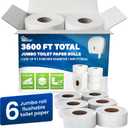 Commercial toilet paper - Jumbo toilet paper rolls -3,600 FT Industrial 3-Ply 9 Bulk Large Roll for Standard Jumbo Dispenser -100% Recycled Fibers-Soft and Absorbent Bathroom Tissue -6 Roll Case Pack