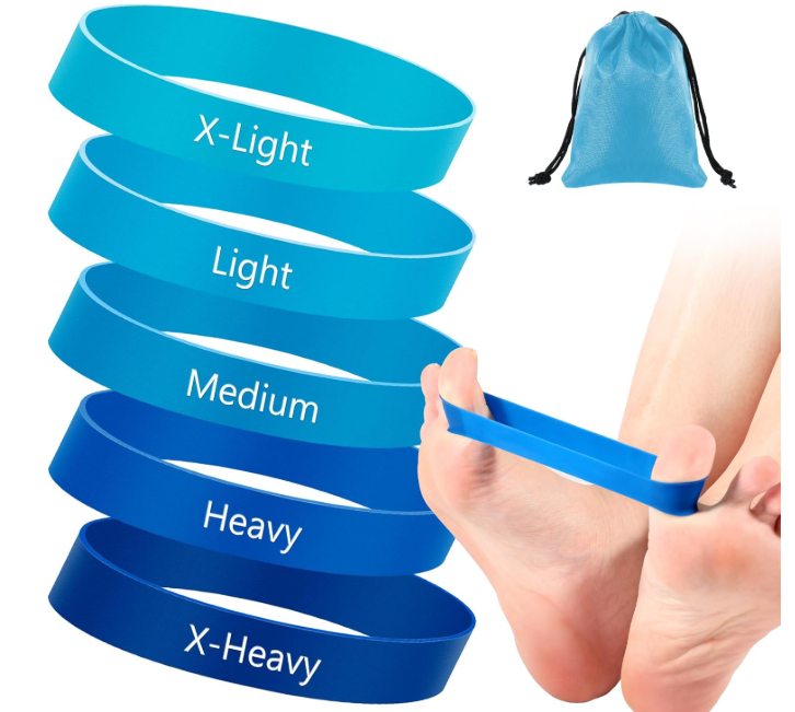 WinnerWhy Set of 2 Toe Stretcher Bands for Bunions Correction Foot Big Toe Spacers Resistance Straightener Loop Bands with Carry Bag for Women Men Hallux Valgus Alignment Yoga Exercise(Blue)