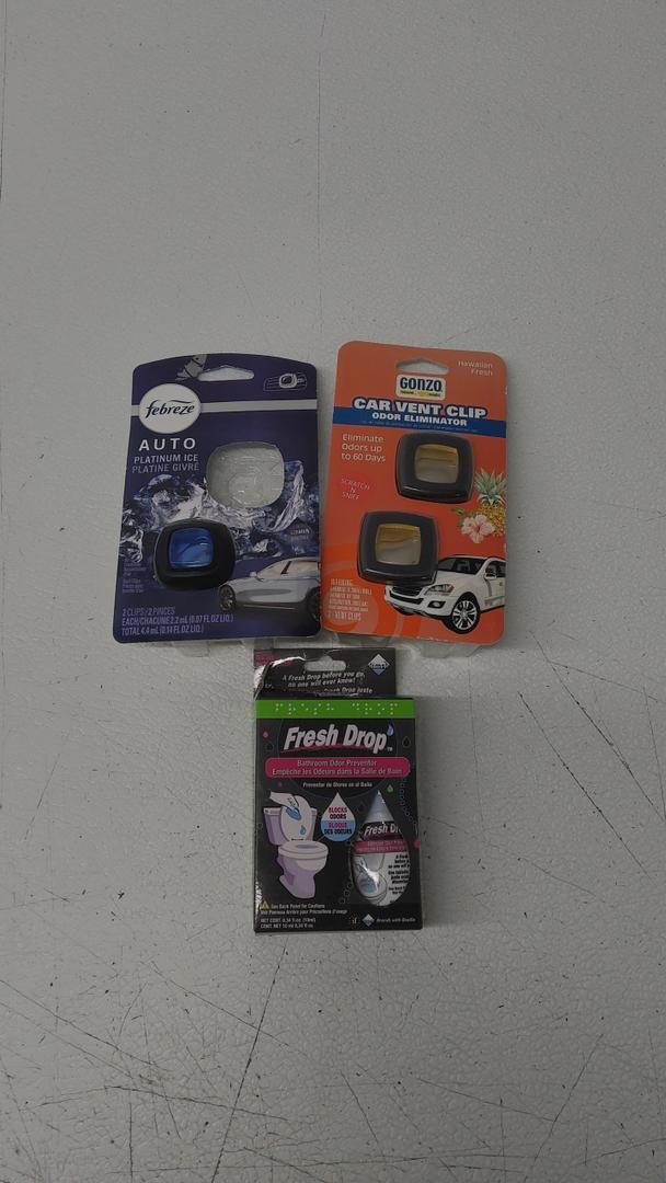Febreze AUTO Platinum Ice, Gonzo Car Vent Clip Odor Eliminator & Fresh Drop
