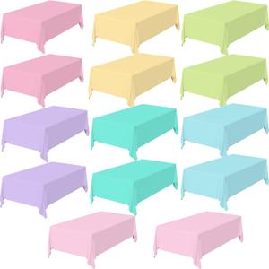14 Pack Pastel Table Cloths for Parties,Pastel Disposable Plastic Rainbow Tablecloth Rectangle Table Covers for Summer Baby Shower Wedding Birthday Party Decorations(54 x 108 Inch)