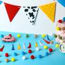 HunnmingRe 5 Pcs Cartoon Birthday Party Decorations 9.8 ft Baby Shower Decorations Happy Birthday Banner Tassel Triangle Flags Banners Felt Pom Pom Balls Garland for Holiday Outdoor Indoor Tree