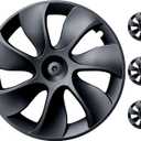 Wheel Covers 19 Inch Compatible with Tesla Model Y Accessories 2024 2023 2022 2021 Matte Black ABS Hubcaps Rim Protector ReplacementNot Fit for Model Y Juniper (Matte Black Eclipse Edge)