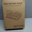 Dish Drying Rack, Expandable Dish Rack for Kitchen Counter, Stainless Steel Dish Drainer with Drainboard Set and Utensil Holder (Black)