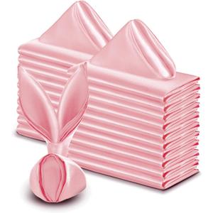 VACVELT 50 Pack Blush Pink Satin Napkins 20x20 Inch Wedding Napkins Bulk, Decorative Elegant Dinner Napkins Square Table Napkins Decor, Silky Satin Cloth Napkins for Restaurant Graduation Party