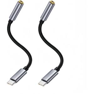 USB C to 3.5mm Headphone Jack Adapter for Fire Max 11, Microsoft Surface Pro 9, iPad 10th Generation, iPad Air 5, Samsung Galaxy Tab S9 FE, Galaxy A54 S24 Ultra, OnePlus 12R, Pixel 6a, 2 Pack