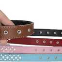 Rhinestones Dog Collar, Adjustable Sparkly Crystal Studded Genuine Leather Pet Dog Collar for Small and Medium Dogs (L, Pink)