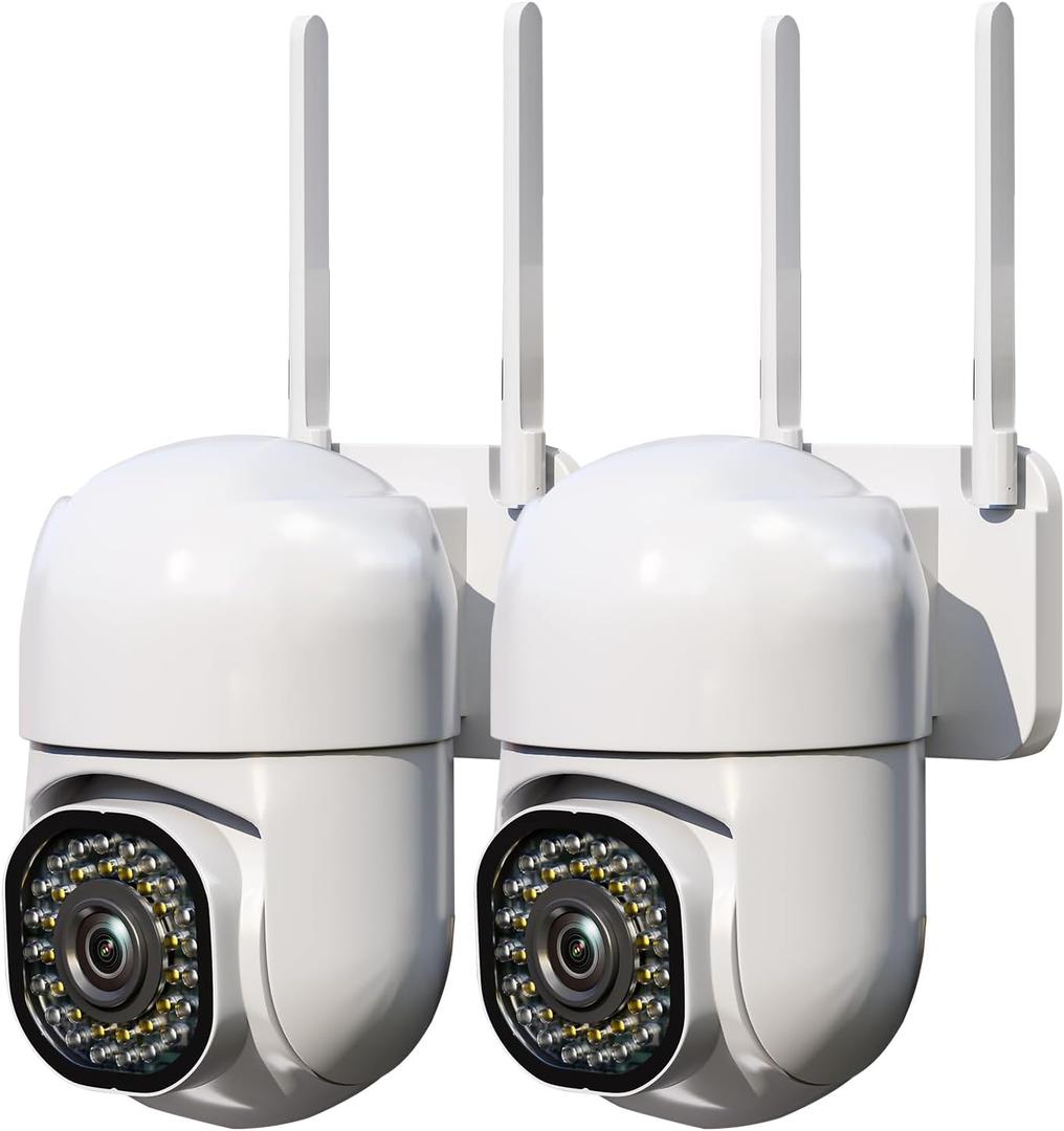 3MP Security Camera Outdoor, 360Pan-Tilt View, 2K HD Cameras for Home Security, Color Night Vision, AI Detection (2 Pack-9.8 ft USB-C Cable)