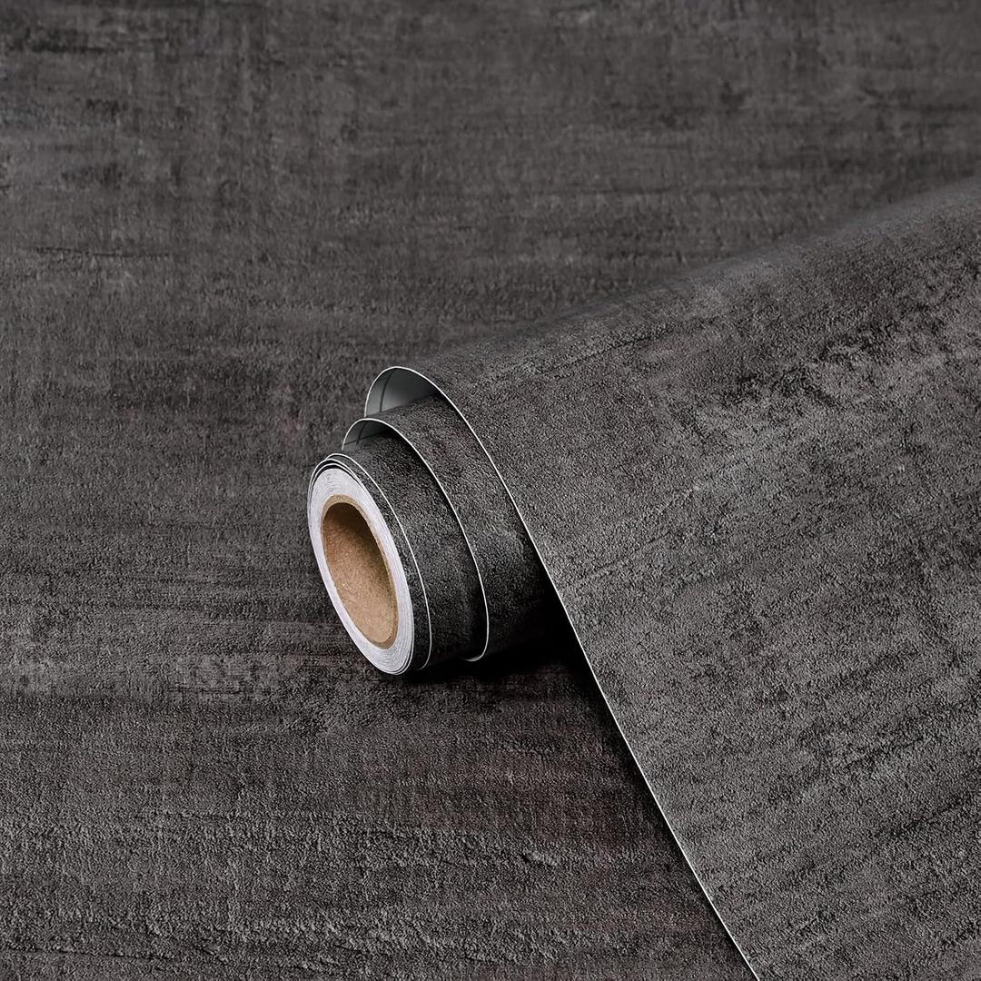 SOON AFTER Brown Modern Concrete Wallpaper Peel and Stick Contact Paper 23.6"x236" Self-Adhesive Removable Wall Paper Waterproof Vinyl for Room Walls Cabinets Furniture