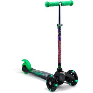 Self Balancing Kick Scooter with Light Up Wheels, Extra Wide Deck, 3 Wheel Platform, Foot Activated Brake, 75 lbs Limit, Kids & Toddlers Girls or Boys, for Ages 3 and Up (Monster Jam)