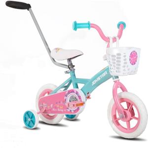 JOYSTAR 10 & 12 Inch Kids Bike for Boys and Girls Ages 1-4 Years, Toddler Bike with Training Wheels & Basket, Detachable Parent Push Handle, Kids Pedal Bike, Multiple Colors (10 Inch Wheels, Green)
