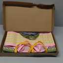 4Pcs Foldable Easter Woven Bamboo Baskets Empty, Oval Easter Basket Bulk Set with Handle, Large Easter Baskets for Easter Egg Hunt Party Favor Picnic Supplies Gift Packing - Pink Yellow Green Blue