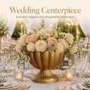 Gold Vintage Vase for Table Centerpieces,9'' Wide 6.5'' High Waterproof Brass Metal Compote Vase,4 Set Antique Pedestal Bowel for Wedding Party Farmhouse Home Decor