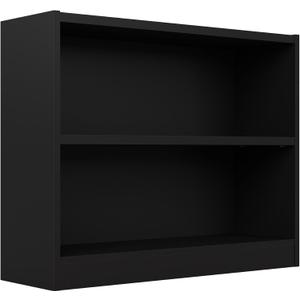 Bush Home Small 2 Shelf Bookcase, 2 Tier Bookshelf Storage Cabinet with Adjustable Shelf for Living Room, Bedroom or Home Office, Universal Collection, Black