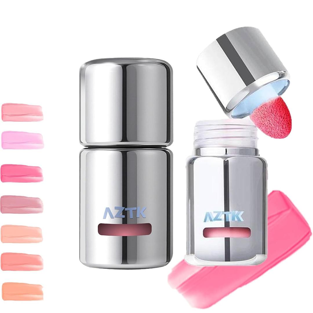 Aztk Liquid Blush, Aztk Jelly Color Liquid Blushes, Blush for Cheeks, Blushes Lotion with Sponge Head, High-Pigment, Long-Lasting, Waterproof, Matte Finish, 5ml (JC04)