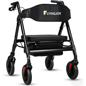 Walkers for Seniors with Seat,450Lbs Rolling Walker, 22" Extra-Wide Heavy-Duty All-Terrain Rollator Walker with Adjustable Height,Ergonomic Breathable Seat,Storage Bag,Foldable Mobility Aid For Adults