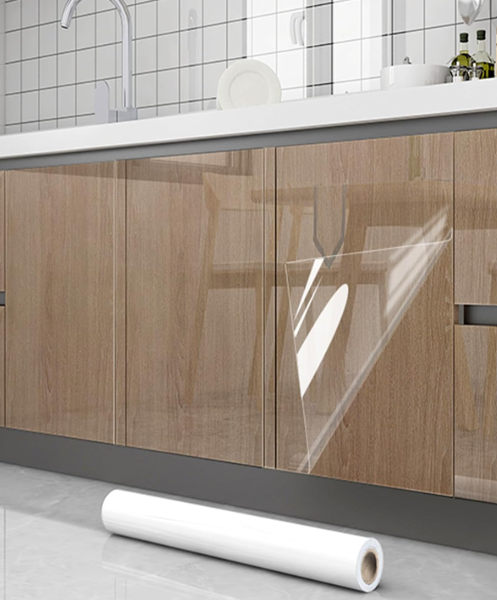 COSNIGHT Clear Contact Paper Kitchen Oil Proof Waterproof Self Adhesive Vinyl Film High Temperature Resistant Transparent Removable Paper for Kitchen Backsplash Protector 17.7In*118In